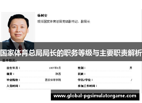 国家体育总局局长的职务等级与主要职责解析