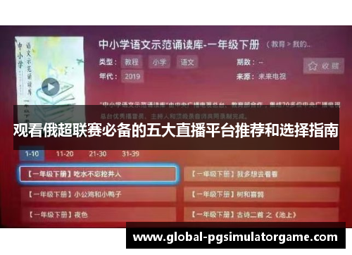 观看俄超联赛必备的五大直播平台推荐和选择指南